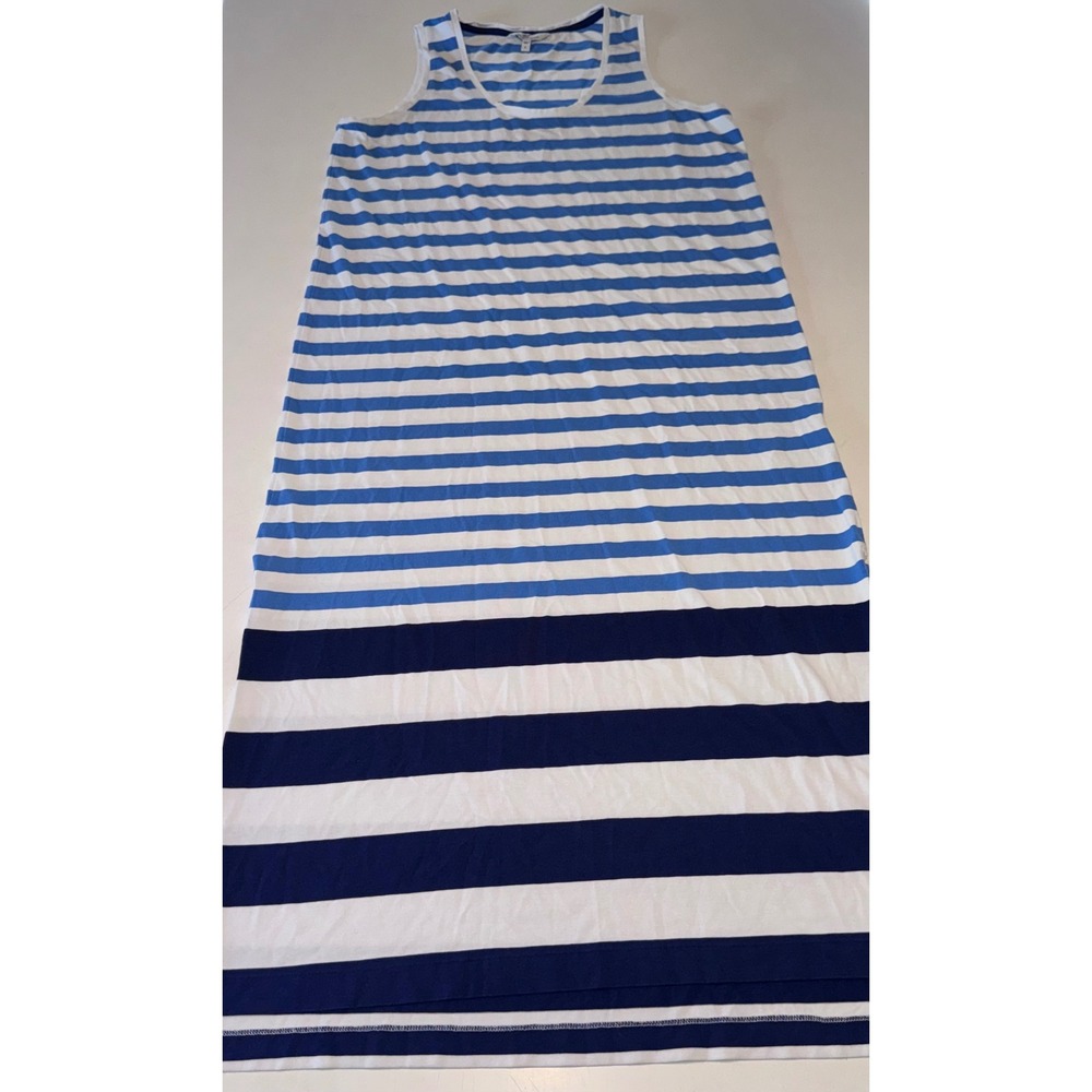 Vineyard Vines Womens Nautical Blue White Stripe Pima Cotton Modal Maxi Dress L